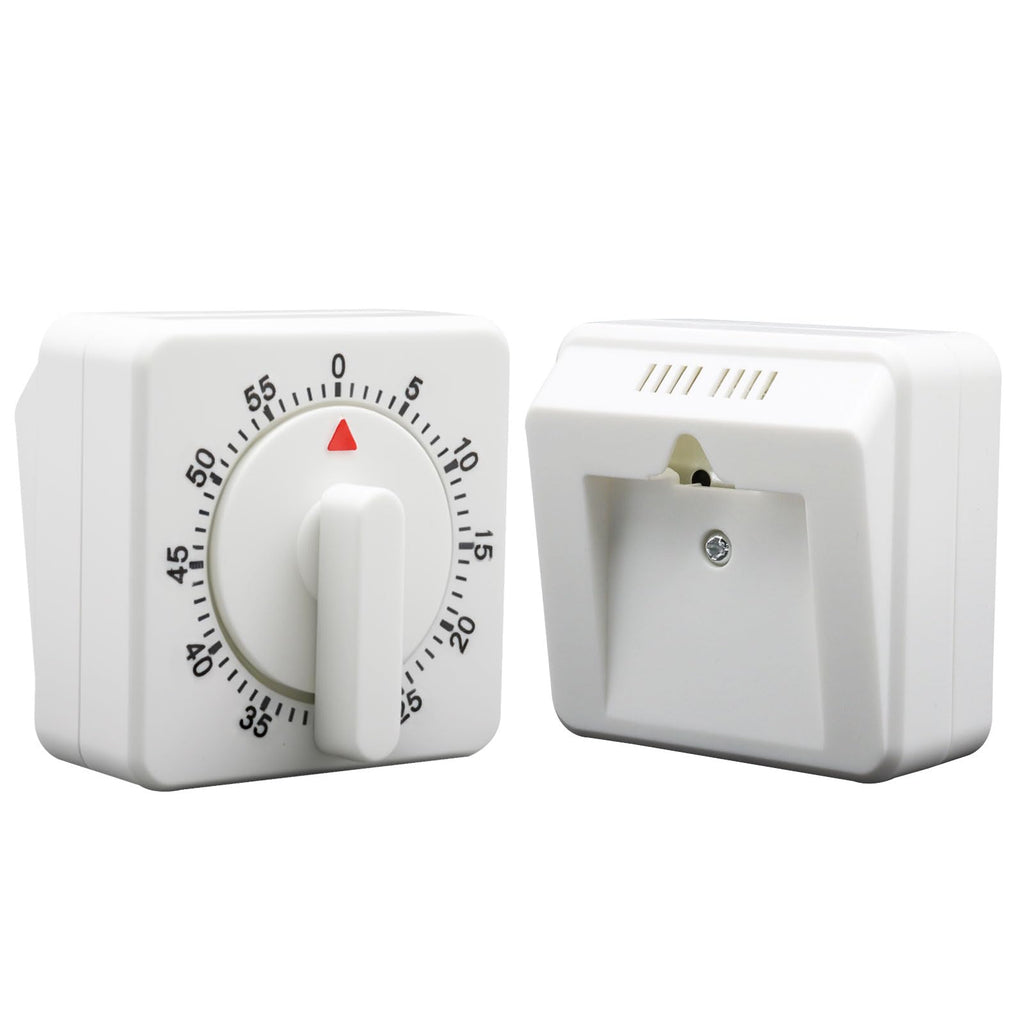 Square 60 Minute Mechanical Kitchen Timer (White)