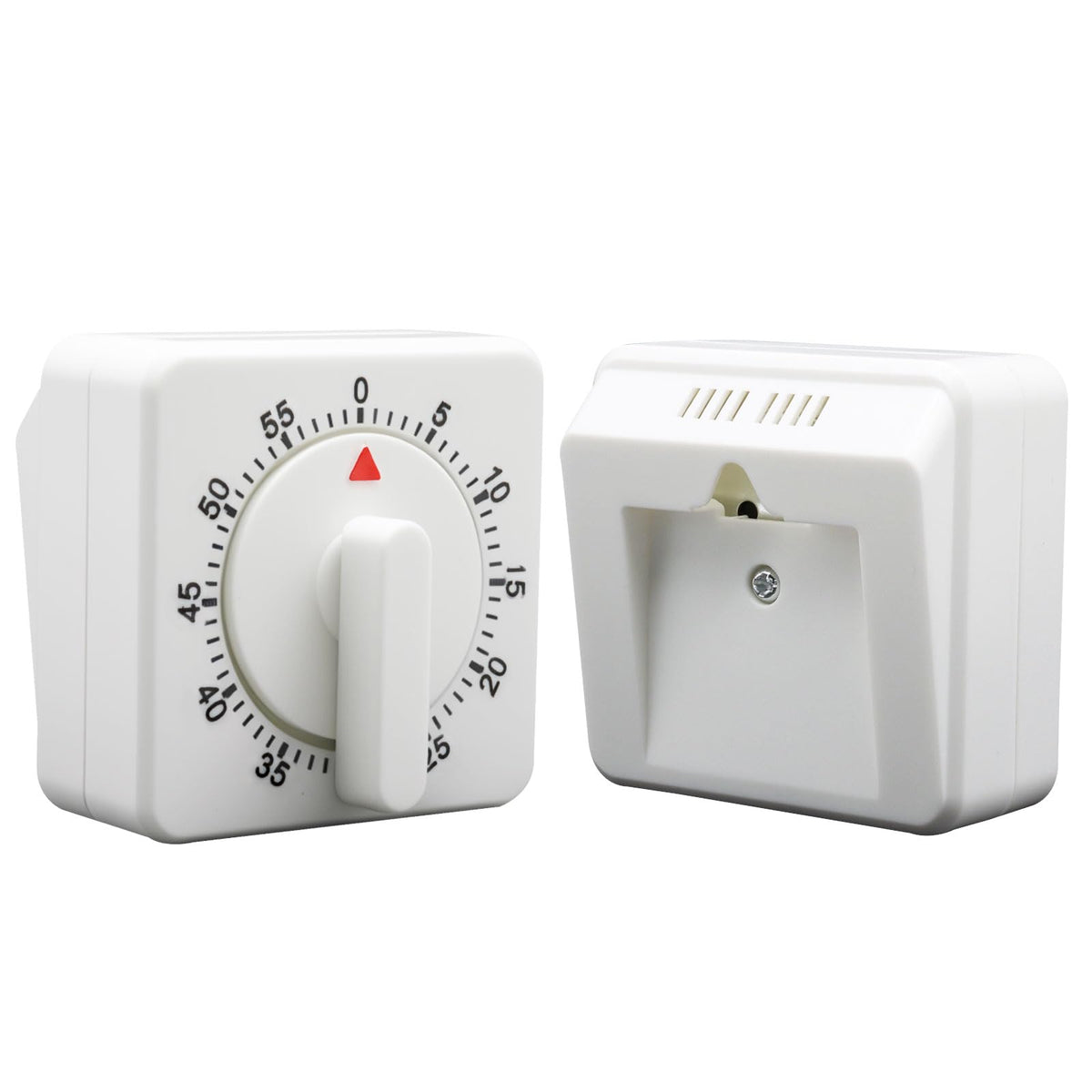 Square 60 Minute Mechanical Kitchen Timer (White)