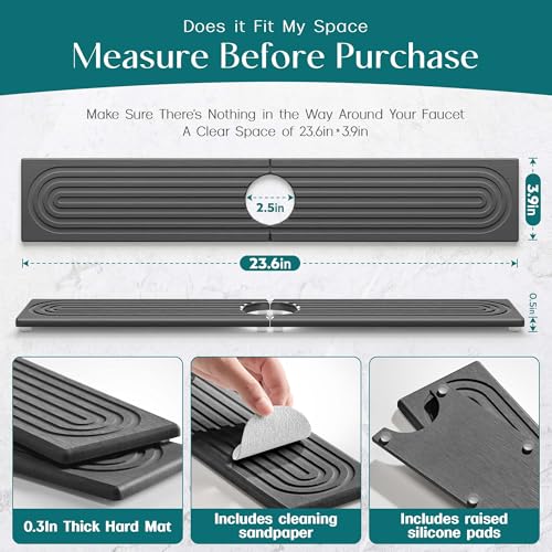 Faucet Splash Guard for Kitchen Sink (Dark Gray / 23.6" x 3.9")