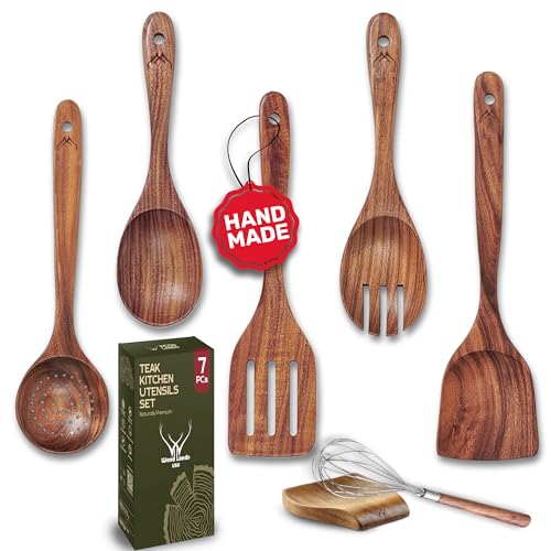 7 Pcs Teak Wooden Kitchen Utensils (7 Pcs Set)