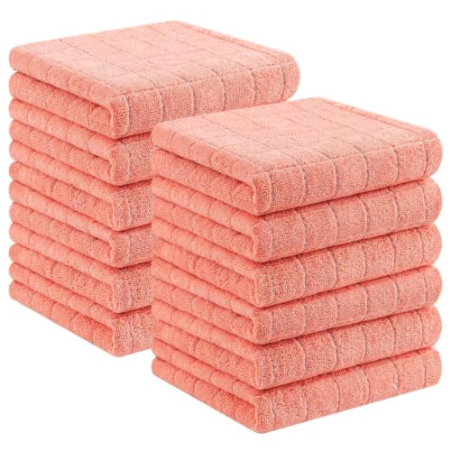 100% Cotton Terry Kitchen Towels (Coral / 13 X 28 - 12 Pack)