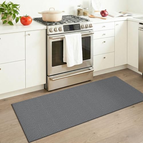 Runners for Hallways 2x5 ft Washable Kitchen Runner Non Slip Rubber Backed Hall Runners Cotton Entryway Runner Rugs Floor Carpet for Indoor Backdoor Bedroom Kitchen (Grey/Dark Grey / 2' x 5' (Runner))