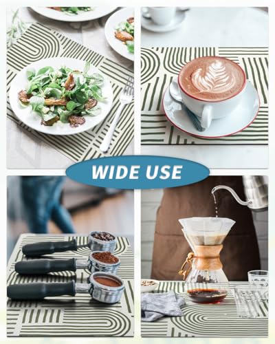 Coffee Mat Hide Stain Rubber Backed Absorbent Dish Drying Mat for Kitchen Counter (LIGHT GREEN / 12"x19")