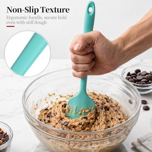 600ºF Heat Resistant Silicone Spatula Spoonula Set of 2 (Aqua Sky / Large/Spoon Spatula - 2pcs)