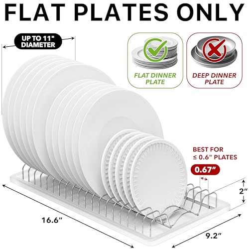 Stainless Steel Plate Drying Rack with Drainboard (1-Pack / Chrome)