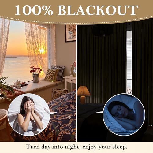 100% Blackout Beige Linen Blackout Curtains (Z - Beige / 52"W x 96"L (Pack of 2))