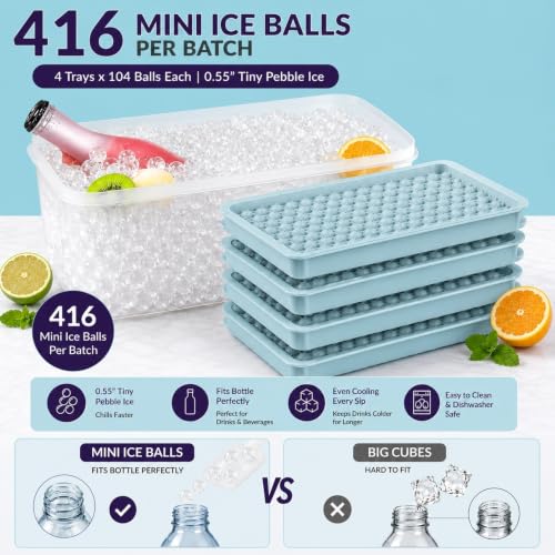 0.55in Pebble Ice Tray (Blue (104 Grid, 0.55in) / 4 Pack Set)
