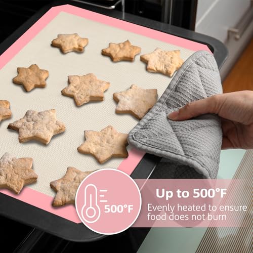 Silicone Baking Mat Set of 3 (Pink / 3 Pieces (2 Half and 1 Quarter Sheets))