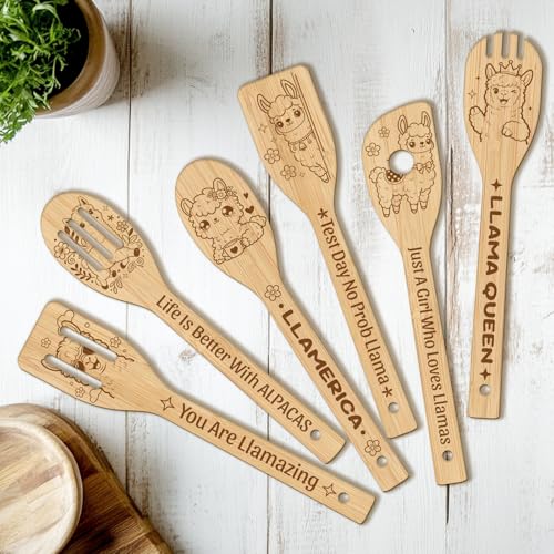 6PCS Alpacas Wooden Kitchen Cooking Utensil Set (Alpacas)