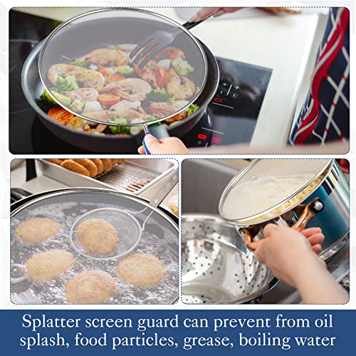 8 Inch Grease Splatter Screen Guard Stainless Steel Splash Screen Protector Guards with Handle Splash