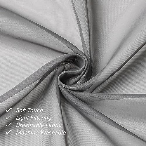 Charcoal Grey Sheer Curtains 14 Inch Length 2 Panels Set (Charcoal Grey / 40"W x 14"L (Pack of 2))