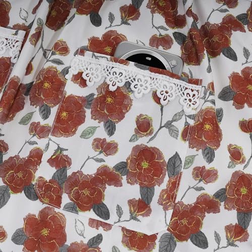 Funny Aprons for Women with Pockets (Brown Floral)
