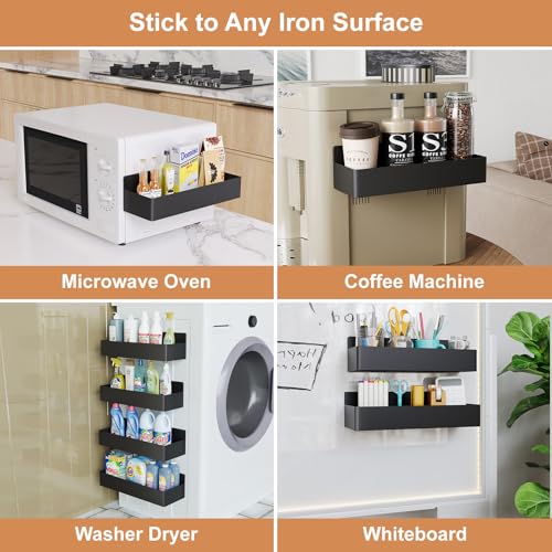Magnetic Spice Rack for Refrigerator (Black / 6 Pack)