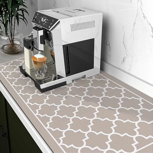 Dish Drying Mat Absorbent Dish Drying Mats for Kitchen Counter 18"x 32" (Stylish Khaki / 32" x 18")