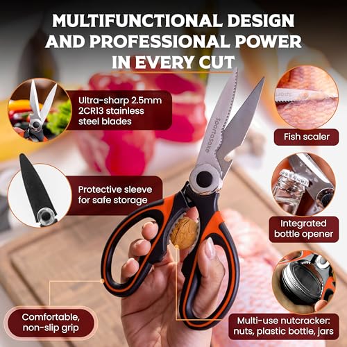 2 Pack Premium Kitchen Shears (2pk-shear-blk/Orn)