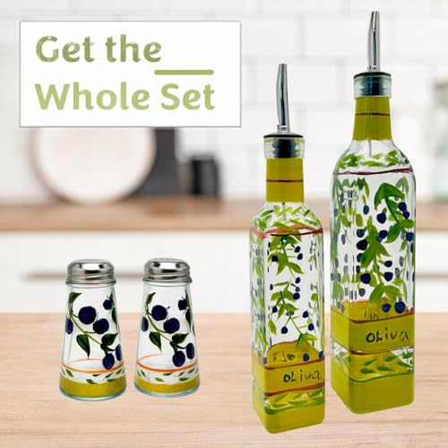 Hand Painted Glass Oliva Branch Oil (16 Ounces)