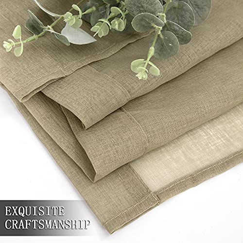 Short Sheer Curtain Living Room Linen Textured Curtains Sheer Light Filtering Voile Rod Pocket Curtain for Bedroom (38"W x 54"L (Pack of 2) / Taos Taupe)
