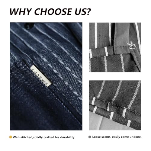 Denim Cross Back Aprons for Men Women with Pockets Removable Towel (Coffee Towel)
