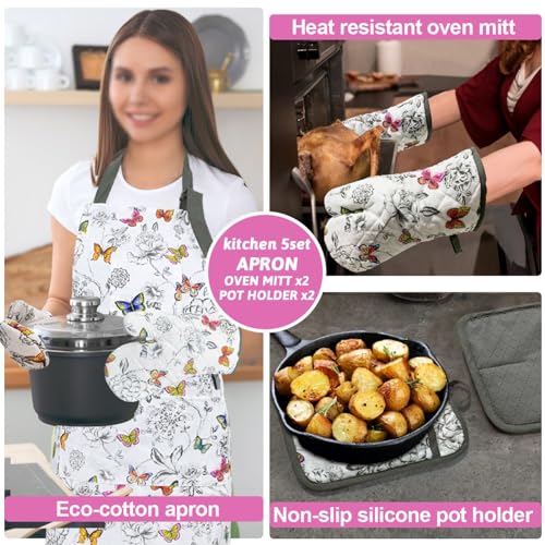 Oven Mitts and Pot Holders with Chef Apron (Butterfly)