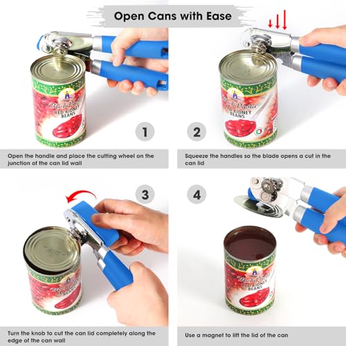 Heavy Duty Hand Can Opener Manual with Magnet (Klein blue)