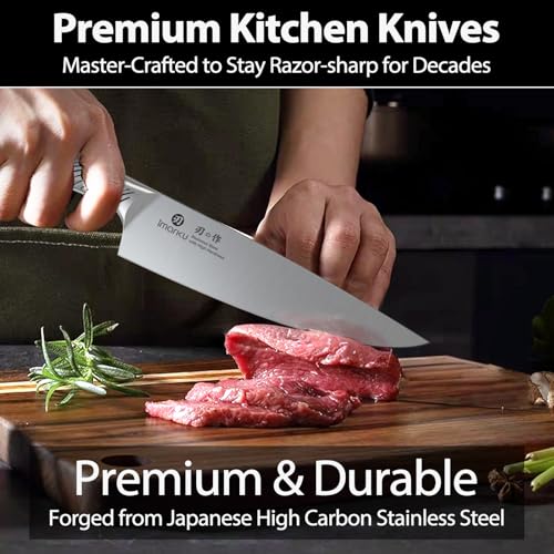 14 Piece Stainless Steel Knife Set with Build (Brown)