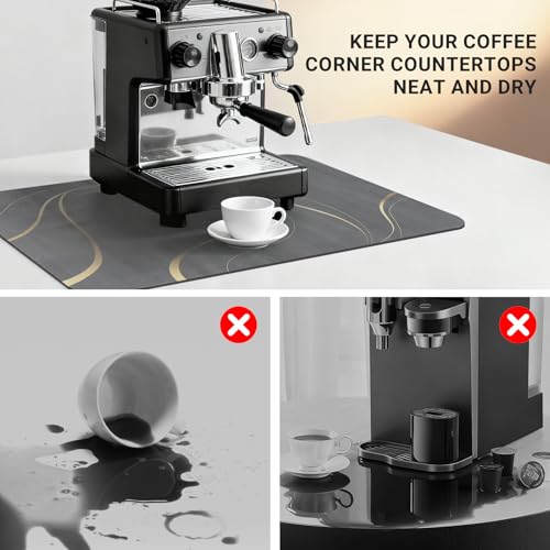 Small Coffee Mat 19x12 Inch (Irregular Black Streamline / 19" x 12")