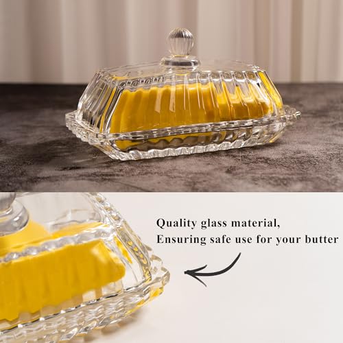 Clear Glass Butter Dish with Lid (clear lid)