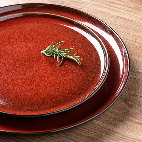 Ceramic Dinnerware Sets for 4 (Modern-Orange Red / Service for 4 (12 Pcs))
