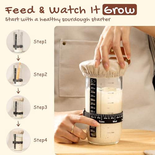 Sourdough Starter Kit with Round & Oval Banneton Bread Proofing Basket
