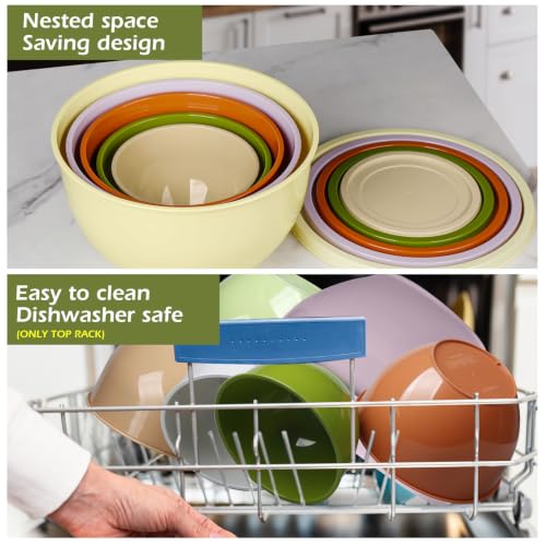 Plastic Mixing Bowls with Lids Set for Kitchen (Yellow)