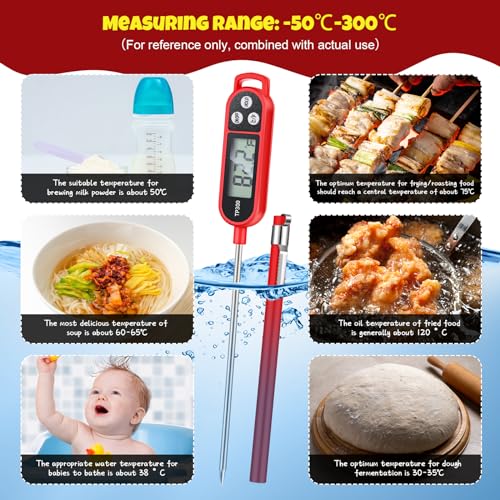 12 Pcs Meat Food Thermometer Food with Probe (Red)