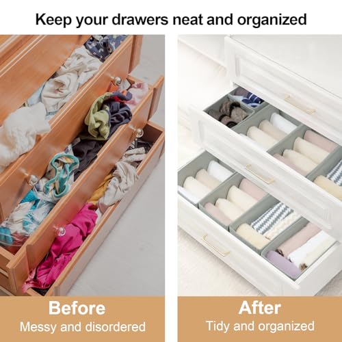 Drawer Organizer Clothes (Gray / 12 Pack (6 Medium + 6 Small))