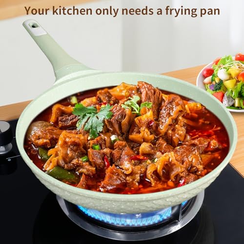 8 Inch Non Stick Frying Pan with Lid (Green-8 inch with Lid)