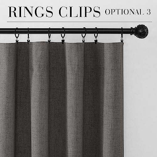 Grey 100% Blackout Linen Curtains 72 Inch Long for Bedroom (Grey / 52"W x 72"L (Pack of 2))