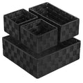 Small Black Baskets Cube Bin Container Tote (Black)
