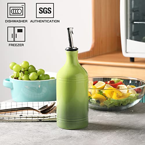 Sweejar Ceramic Olive Oil Dispenser Bottle (15.5 oz, Set of 1 / Gradient Green)