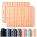 2 Pack Caketime Silicone Dish Drying Mat for Kitchen Counter Waterproof Place mats Sink Protector Stove Top Organizer Appliance Storage Vanity Trays Dryer Rack Drainers Items 15"x11.5" Beige (Beige / 15"*11.5")
