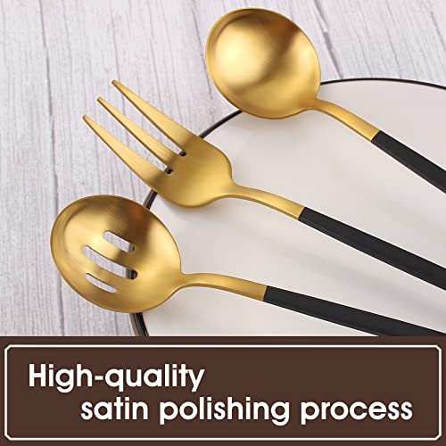 Matte Black Gold Serving Silverware Set (Matte Black Gold)