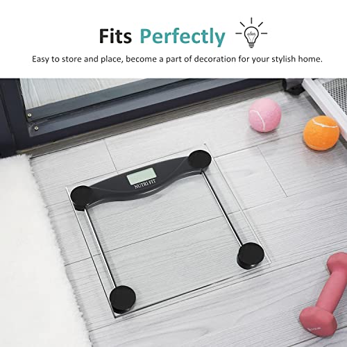 Digital Bathroom Scale for Body Weight Smart Bath Weighing Scales (Carbon Black)