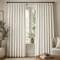 Pinch Pleated 100% Blackout Linen Curtains 102 Inch for Bedroom (Natural White/Linen Total Blackout / 40"W x 102"L (Pack of 2))
