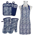 Oven Mitts and Pot Holders with Chef Apron (Navy)