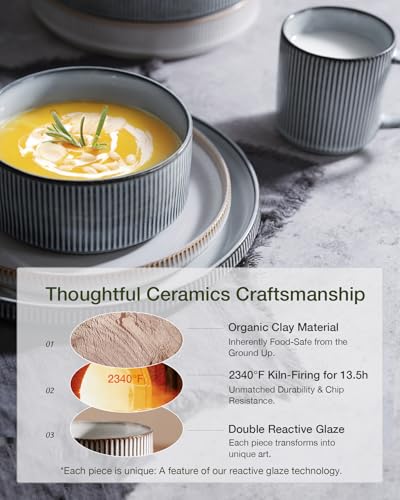 Star Stoneware Dinnerware Set (Cappuccino & Smoky Blue)