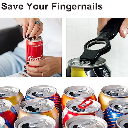 2-in-1 Soda Can Tab & Beer Bottle Opener, Black, 2-Pack (Black)