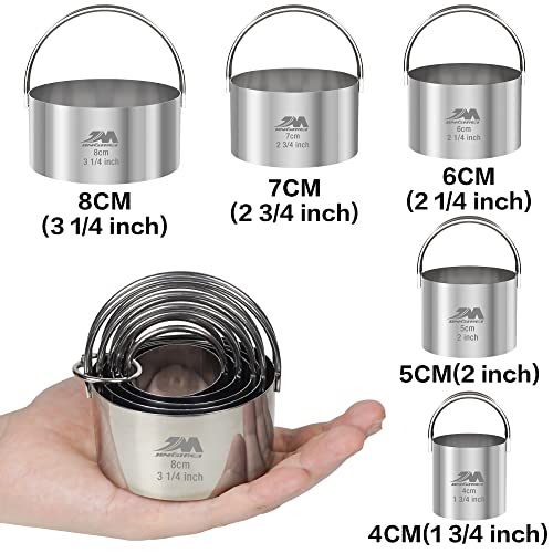 5 Pieces Circle Biscuit Cutter (5pcs with Handle(1.75-3.25in))