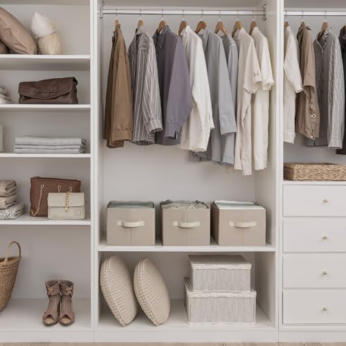 Closet Storage Bins (Large / Light Brown)