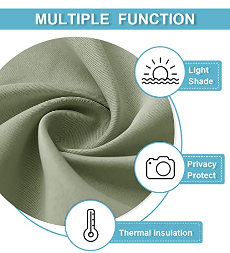 Small Window Curtains 45 inches Length for Kitchen Cafe Bathroom (Sage Green / 42"W x 45"L (Pack of 2))