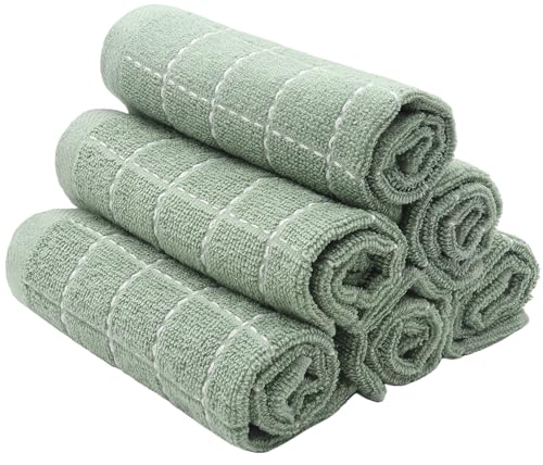 Terry Dish Rags Cloths (Light Green / 12 x 12 Inches)