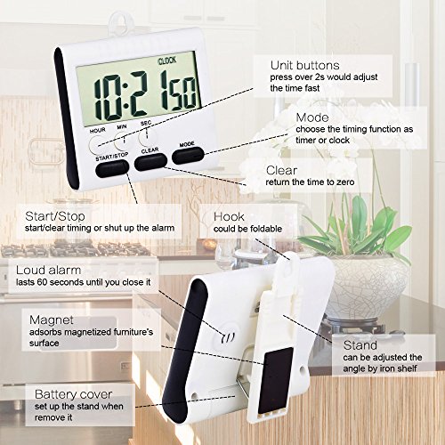 3 Pcs Magnetic Digital Timer for Kitchen Classroom (Black)