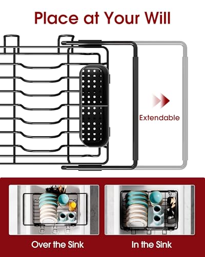 Dish Drying Rack in Sink (Black / Standard - 15.4" × 9.8" × 3")