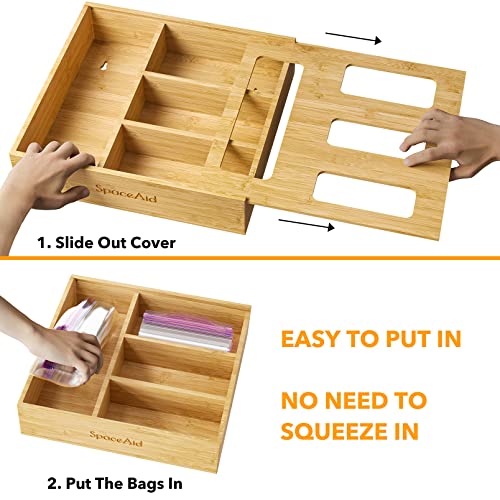 Bag Storage Organizer for Kitchen Drawer (Natural, 2"H, 4 Slots)